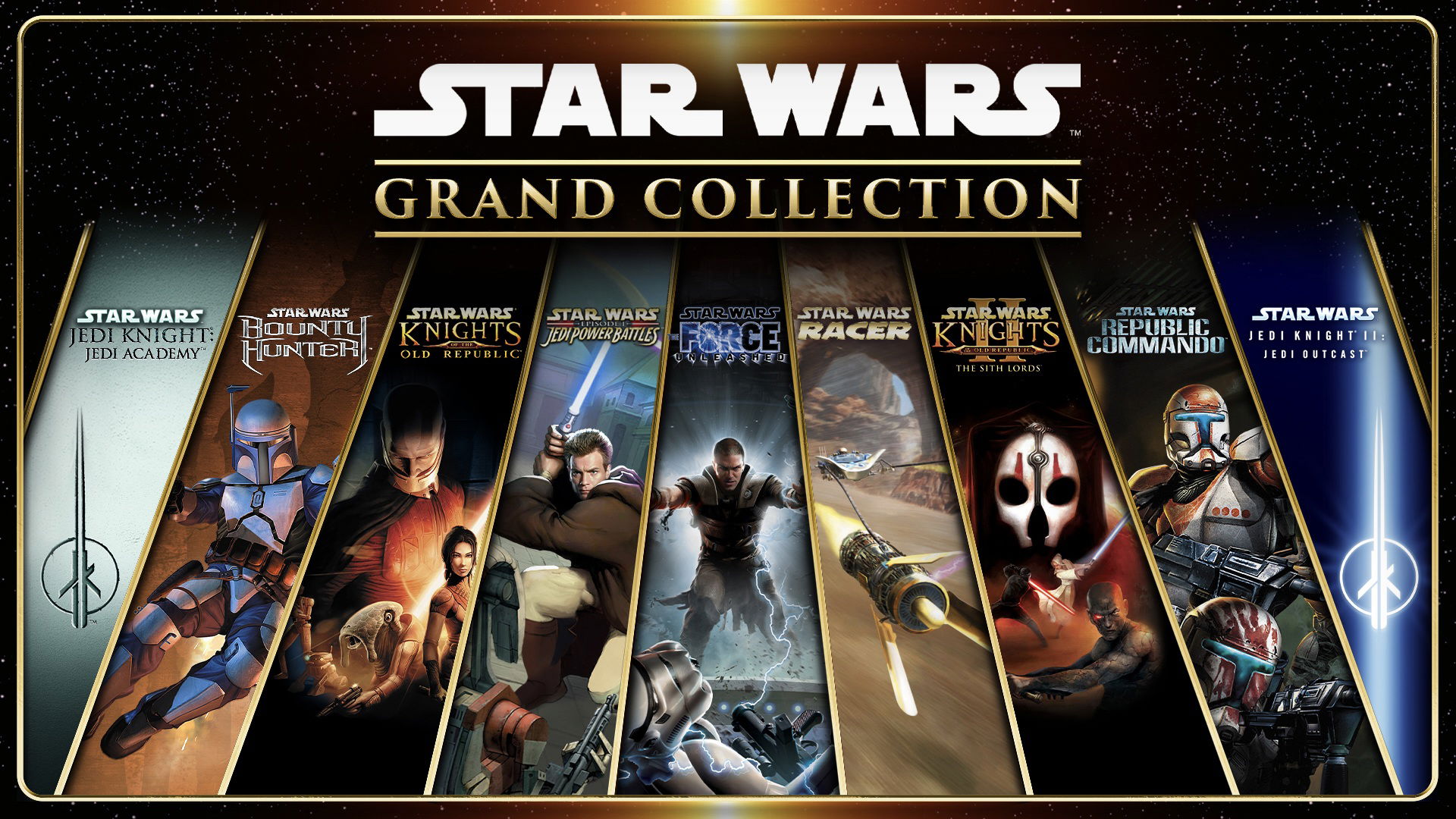 nine star wars titles in the Star Wars Grand Collection from Aspyr