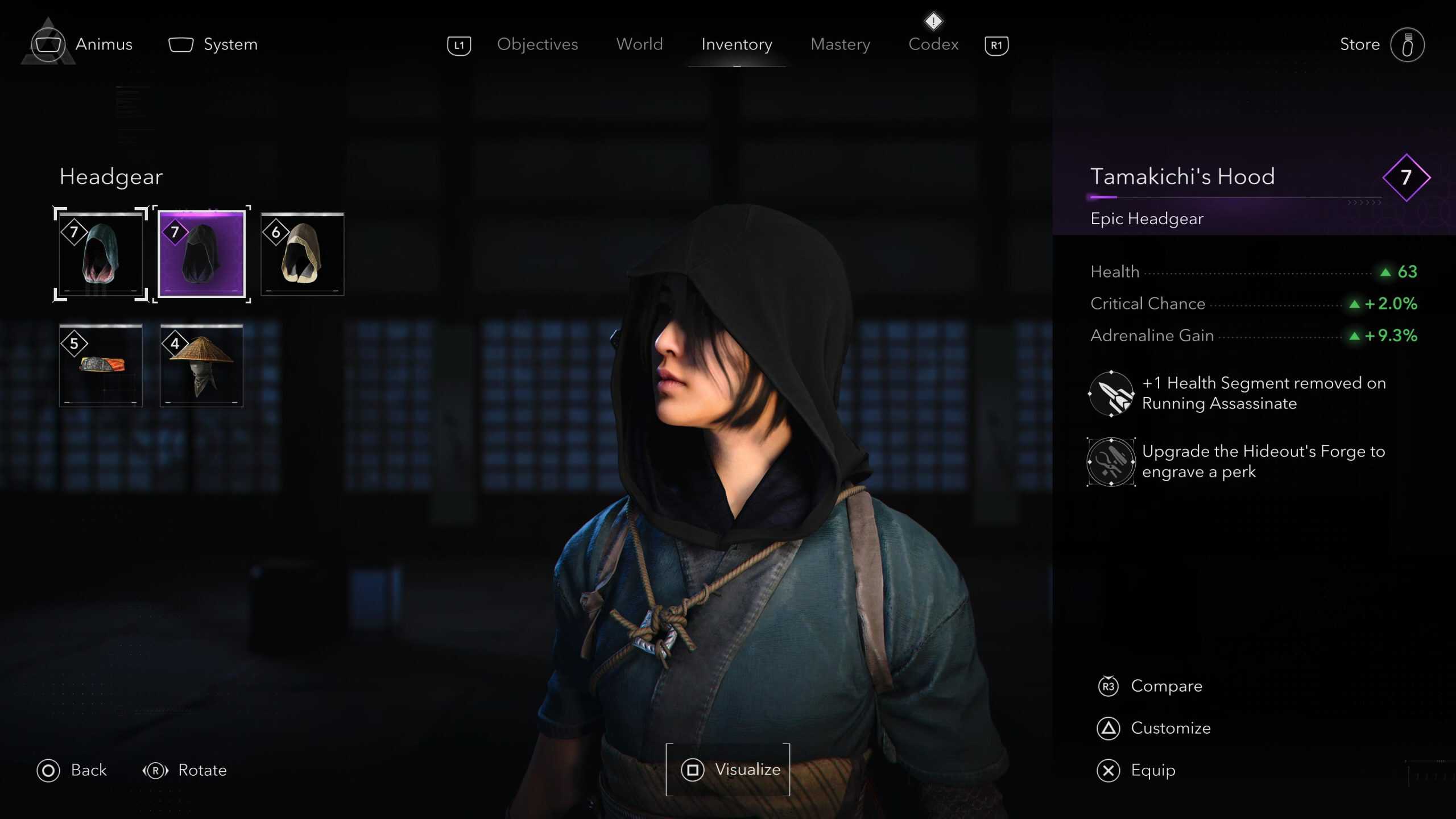 Assassin's Creed Shadows Hood Selection