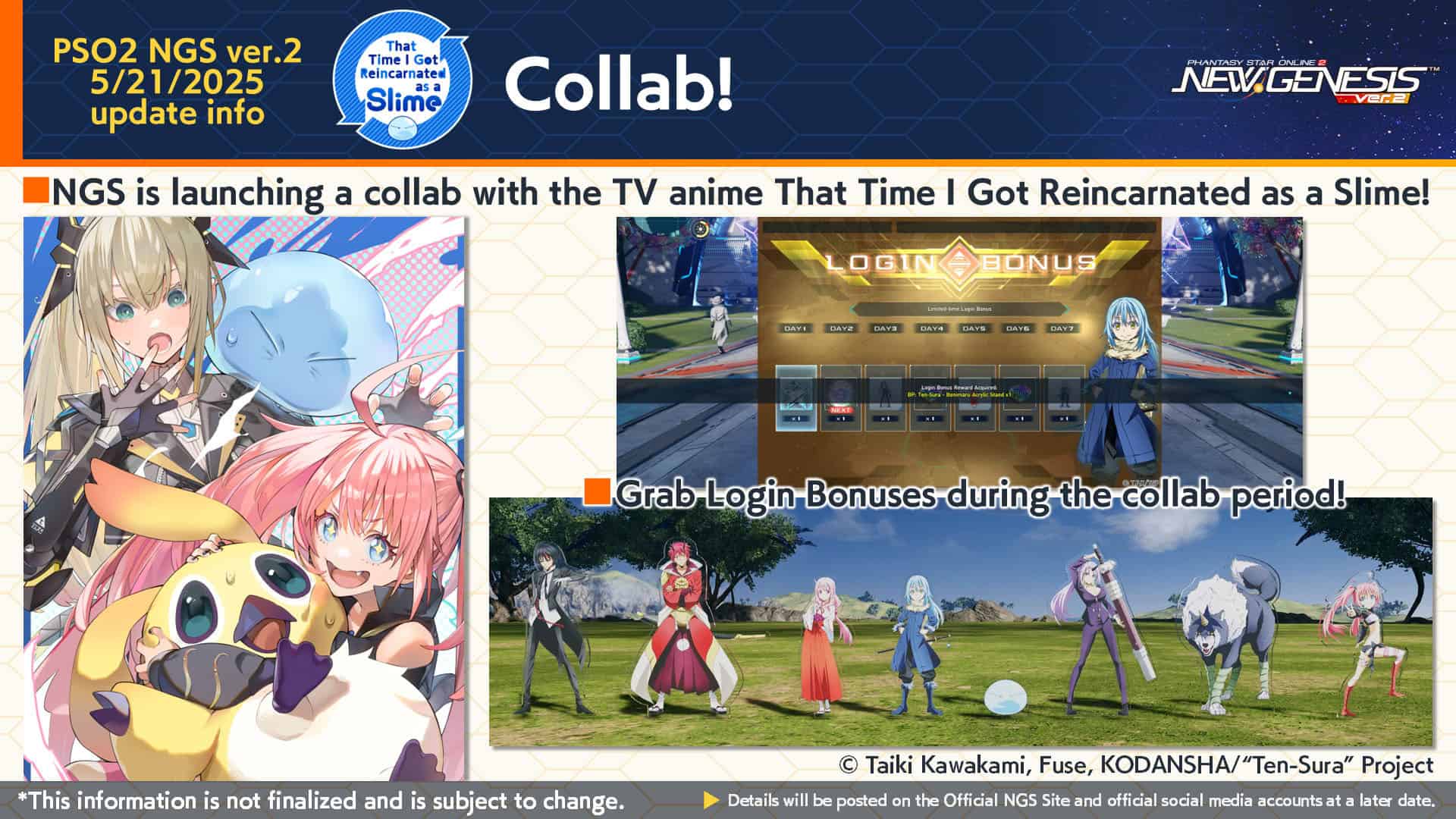 That Time I Got Reincarnated As A Slime Makes Its Way To Phantasy Star Online 2 Image depicting the collaboration between Phantasy Star Online 2 New Genesis and That Time I Got Reincarnated As A Slime