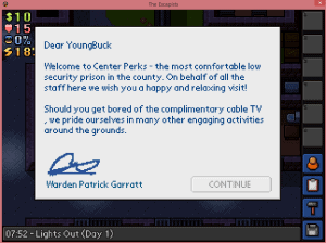The Escapists welcomes you | The Outerhaven This will probably be one of the only letters you get from the Warden where you don't want to punch him in the face.