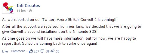 azuregs2_confirmed | The Outerhaven Azure Striker Gunvolt 2