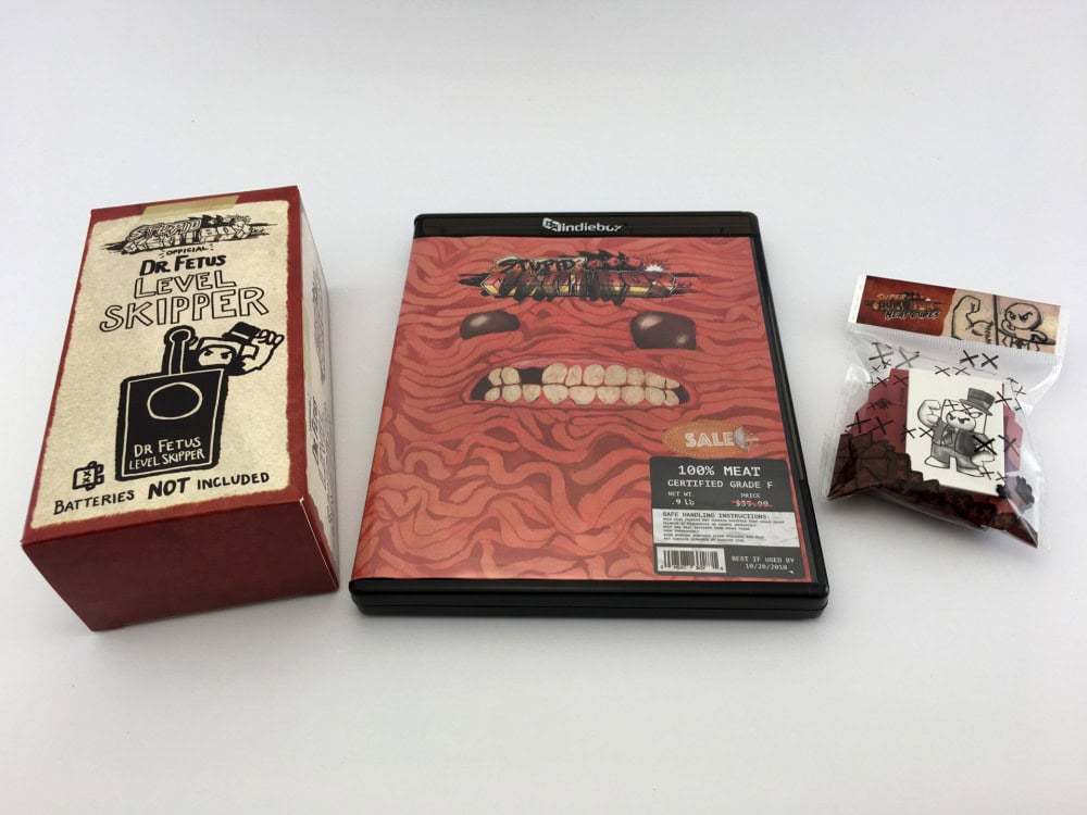 004 | The Outerhaven IndieBox Super Meat Boy Game Level Skipper And Meat Cubes - The Outerhaven