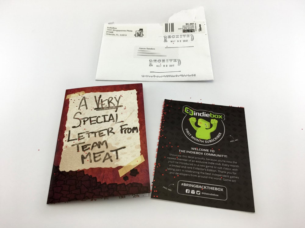 041 | The Outerhaven IndieBox Super Meat Boy Letter - The Outerhaven