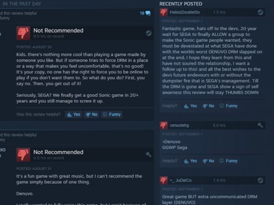 Negative Sonic Mania Steam reviews