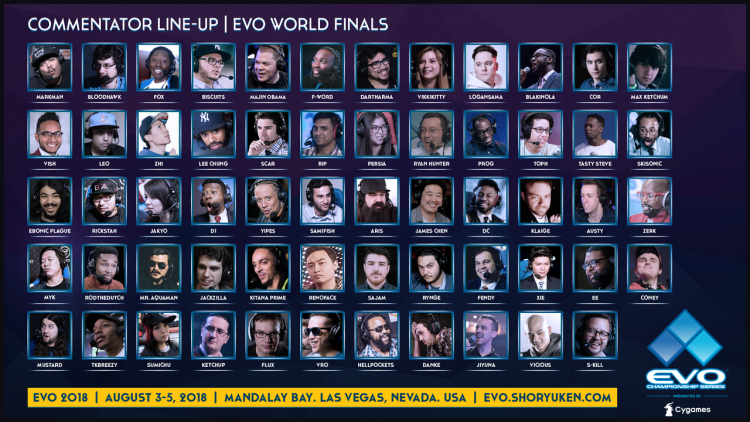 EVO 2018 commentator line-up