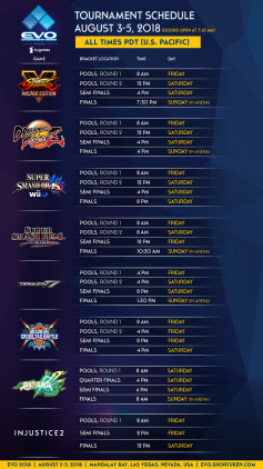 EVO 2018 game schedule.