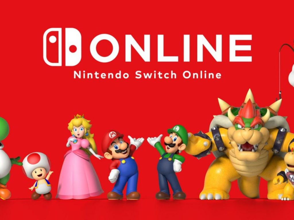 nintendo switch online logo with nintendo charcters