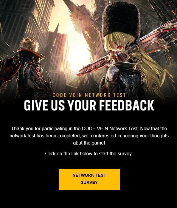 code vein network test survey | The Outerhaven code vein network test survey