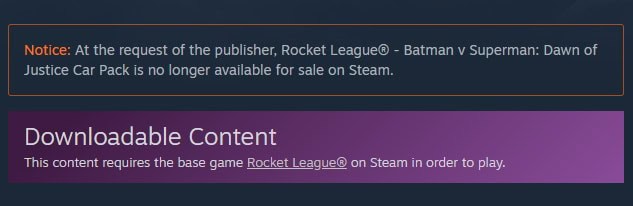 Rocket League DLC no longer available on Steam | The Outerhaven