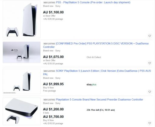 PS5 launch ebay | The Outerhaven