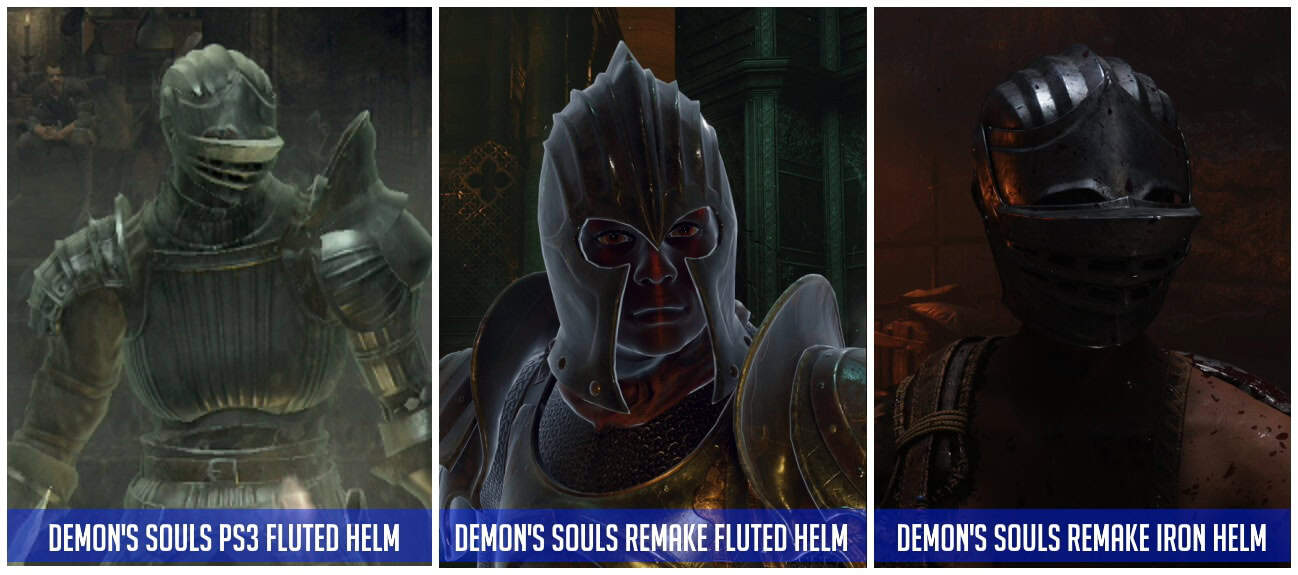 Demon's Souls Remake Fluted Helm differences | The Outerhaven Demon's Souls Remake Fluted Helm differences - female