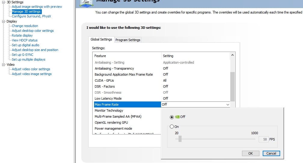 Nvidia Control Panel FPS Cap