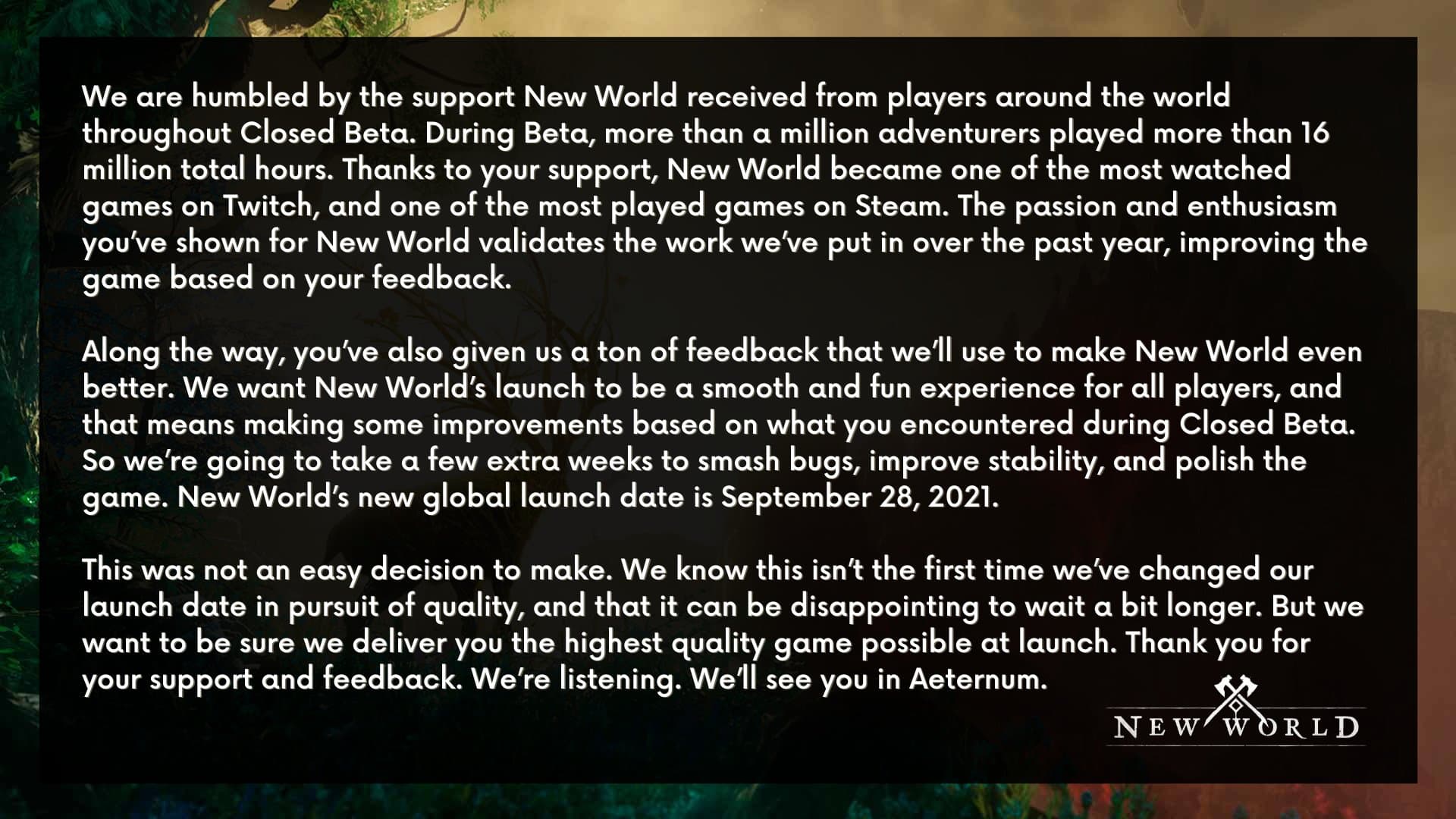Amazon's New World MMO delayed | The Outerhaven Amazon's New World MMO delayed