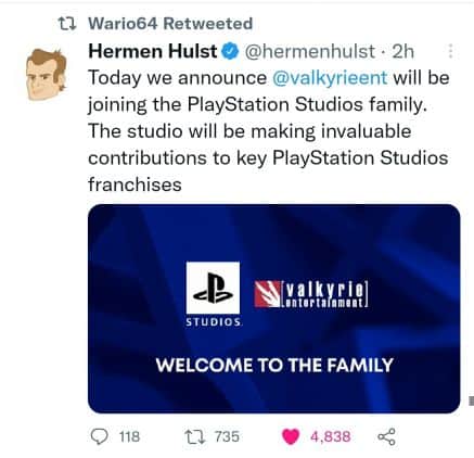 Twitter Screenshot Valkyrie Entertainment Herman Hulst | The Outerhaven