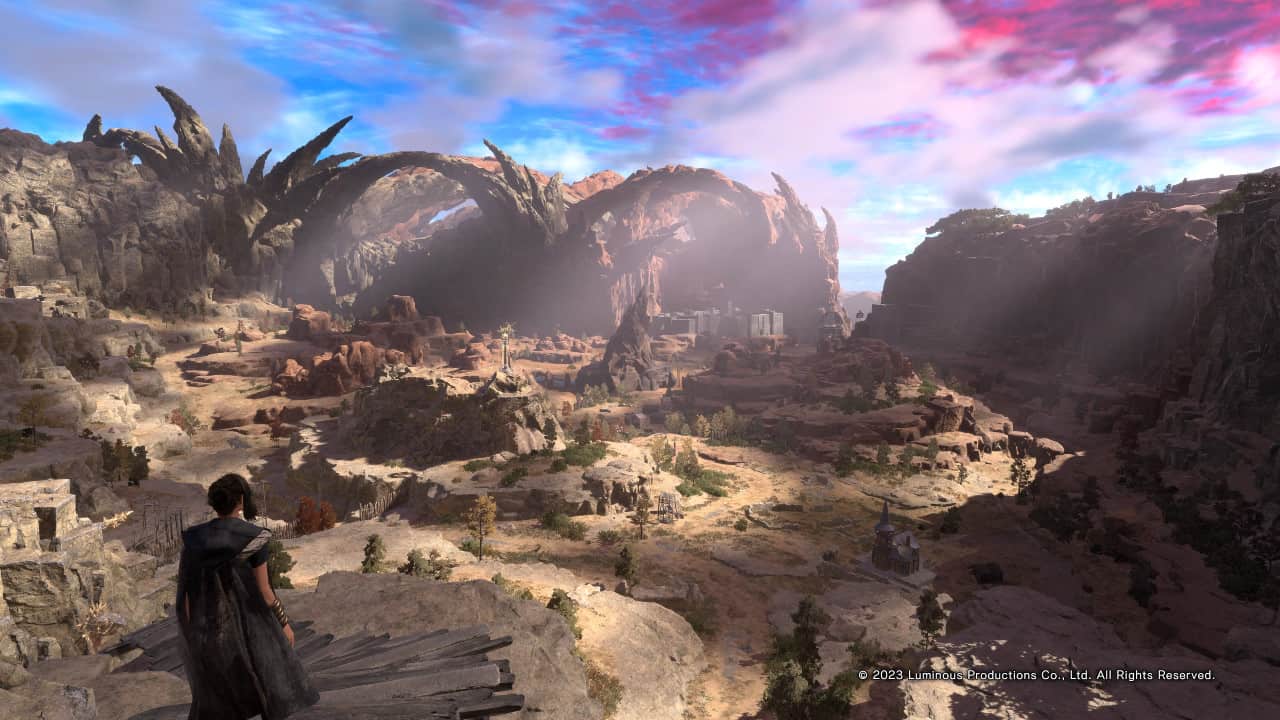 Forspoken - Scenery RT Mode | The Outerhaven Rey enter stands above Preanost on her way to Silas.