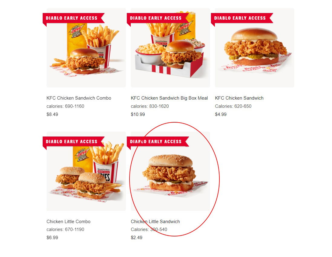 KFC Diablo IV early access meal