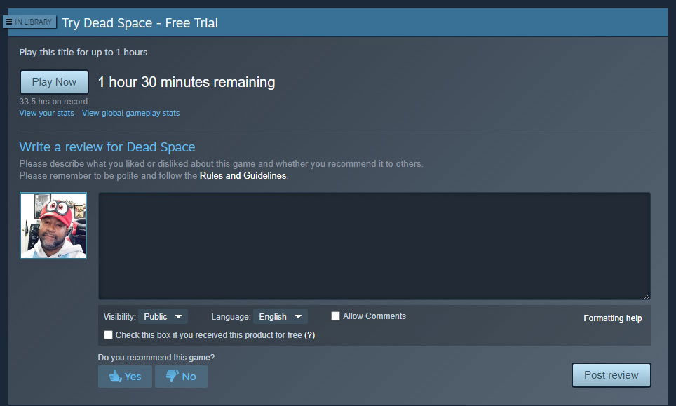 Steam Trials - Dead Space remake