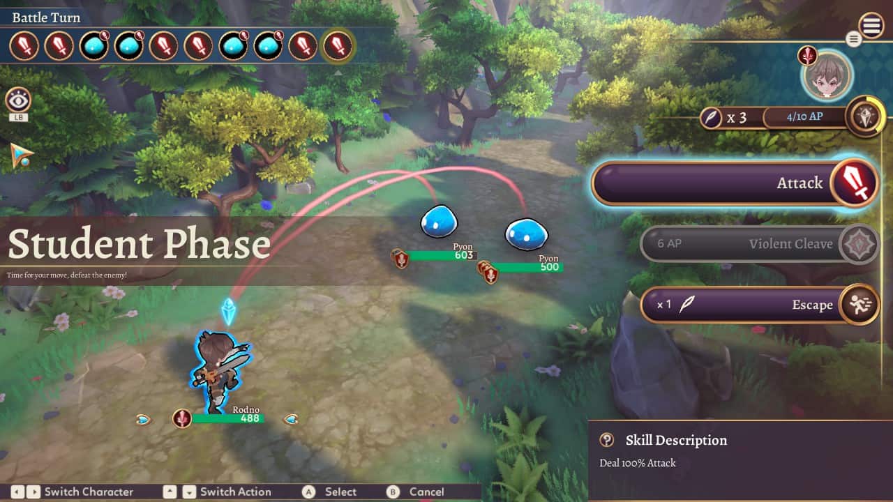 Valthirian Arc: Hero School Story 2 Battle shot | The Outerhaven Combat Screen in Valthirian Arc: Hero School Story 2