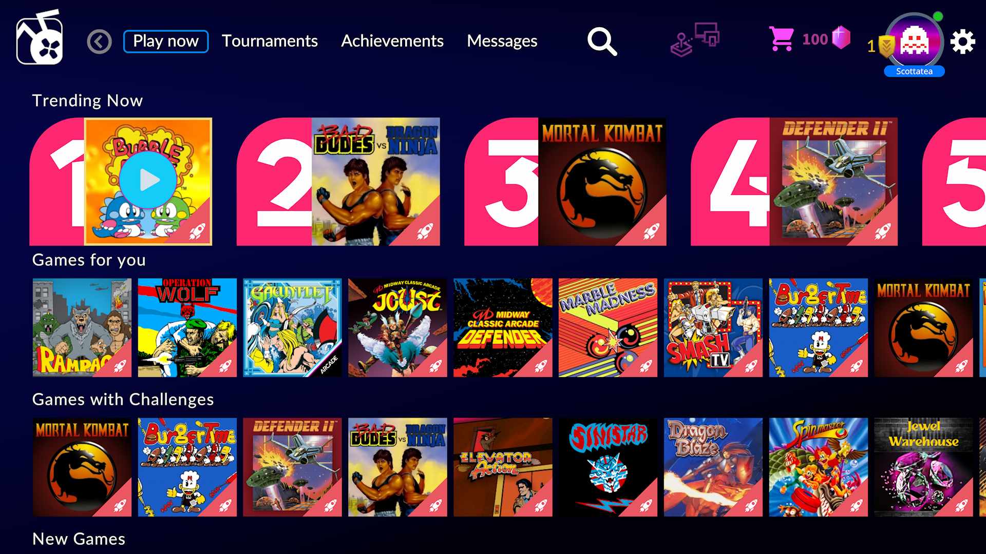 Screenshot of home screen Antstream Arcade