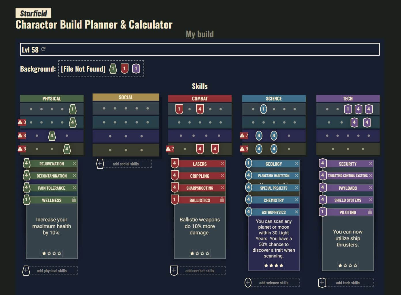 Nukes and Dragons Starfield Character Builder and Calculator | The Outerhaven Nukes and Dragons Starfield Character Builder and Calculator