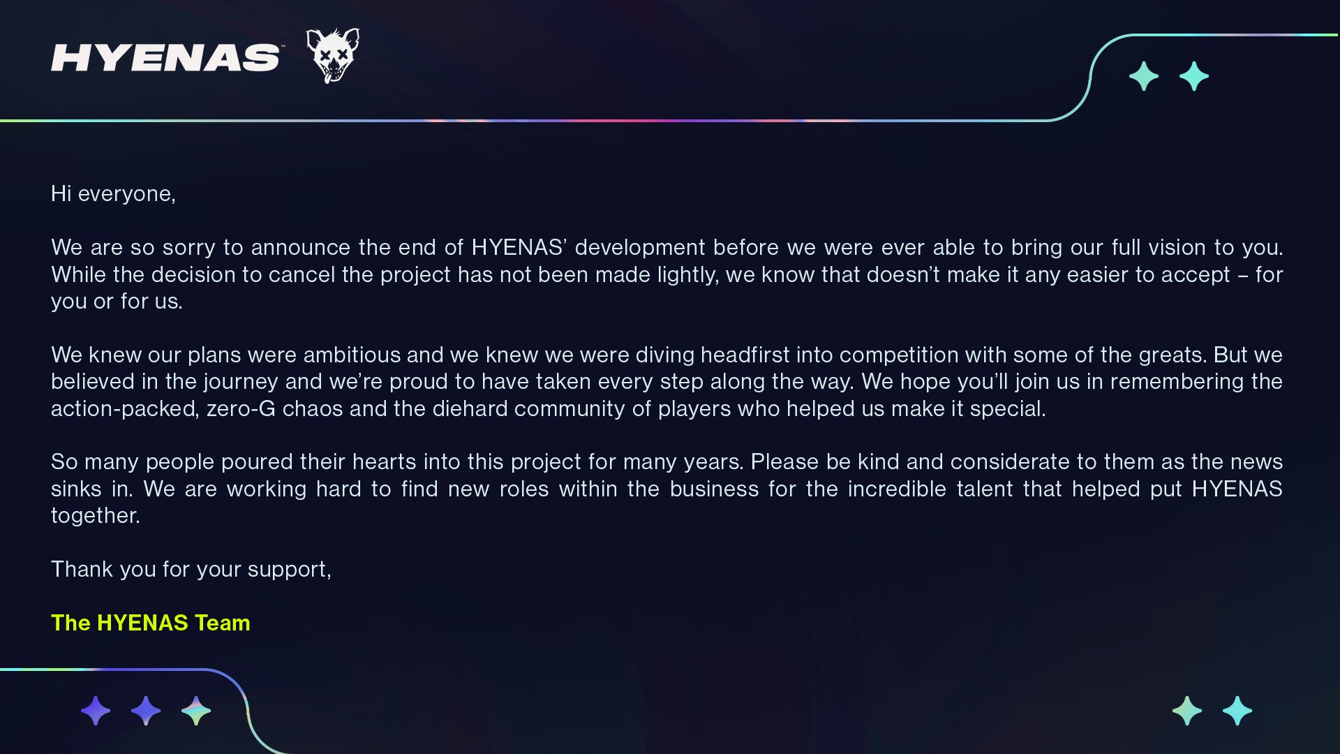 SEGA HYENAS development halted | The Outerhaven SEGA HYENAS development halted