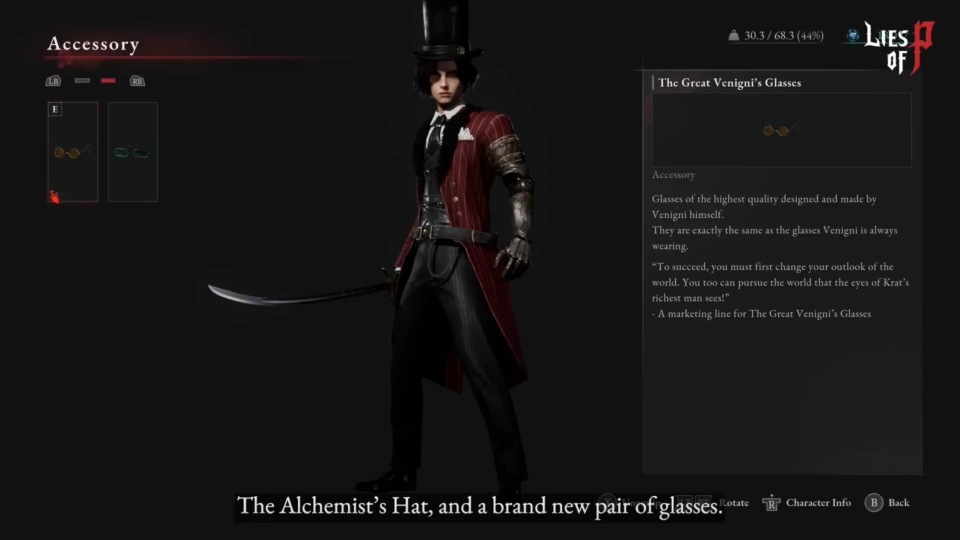 Lies of P Alchemists Hat and Glasses | The Outerhaven Lies of P Alchemists Hat and Glasses