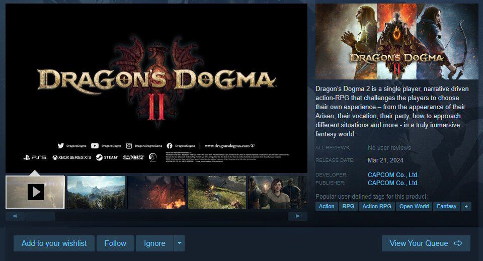 Dragons Dogma 2 release date confirmed on Steam | The Outerhaven Dragons Dogma 2 release date confirmed on Steam