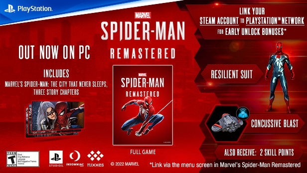 Spider-Man on PC PSN perks