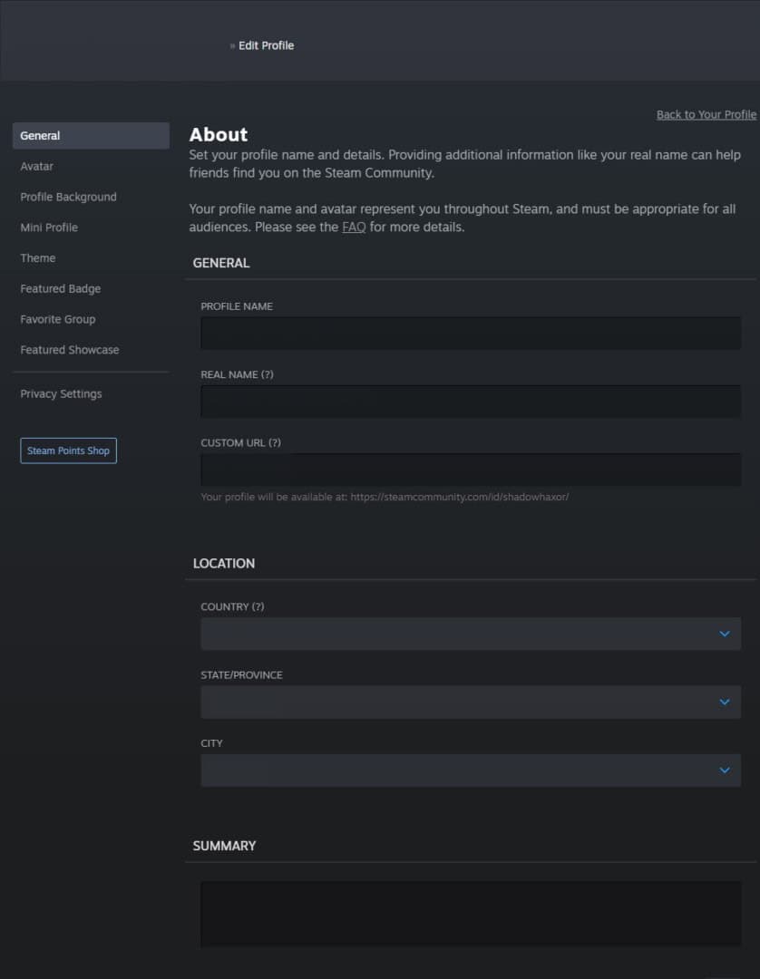 change steam profile | The Outerhaven change steam profile