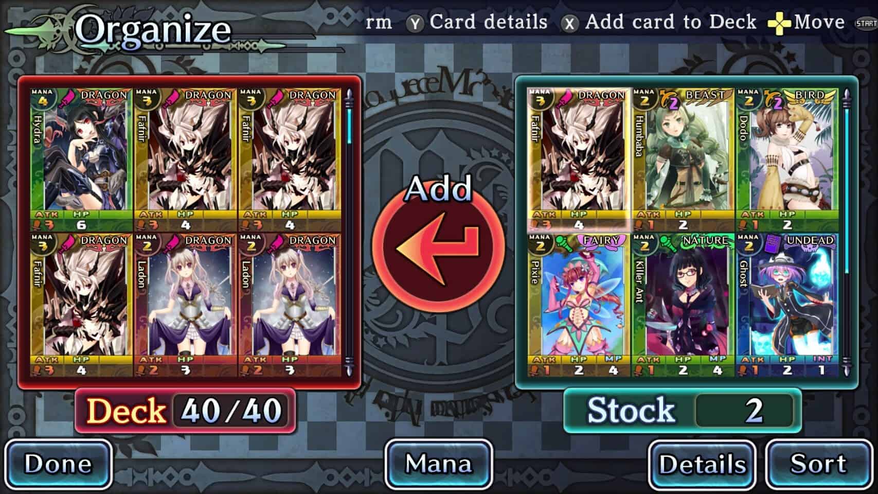 Monster Monpiece deck creation Screen | The Outerhaven