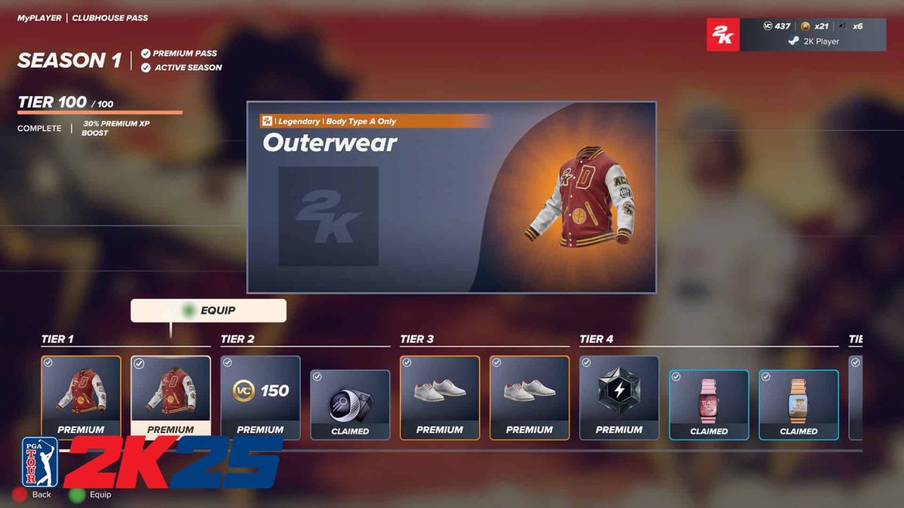 PGA TOUR 2K25 Clubhouse Pass Reward Track 1 | The Outerhaven PGA 2K25