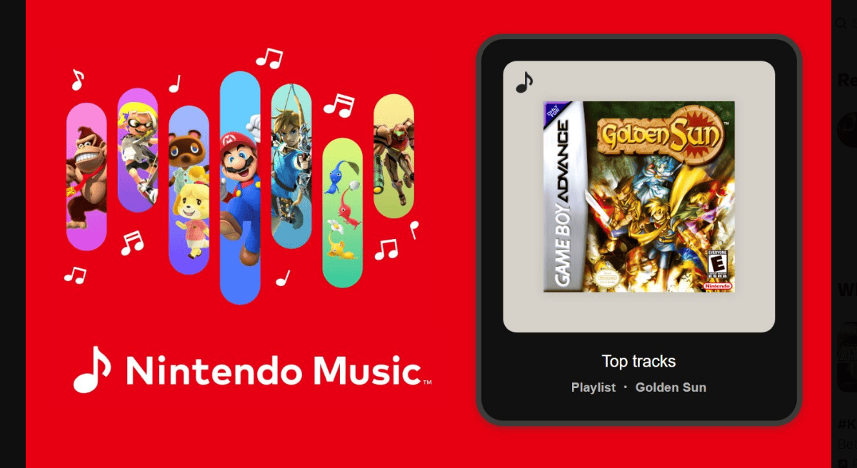 Golden Sun, Nintendo Music