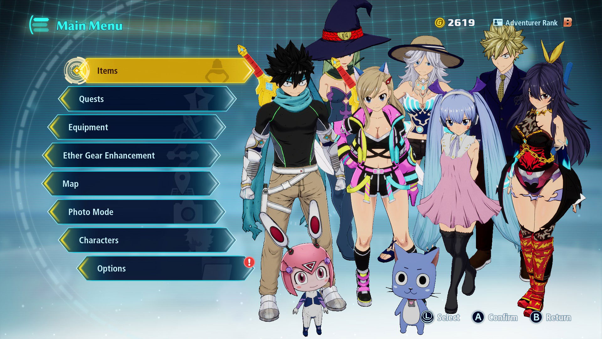 Party screen of Edens Zero
