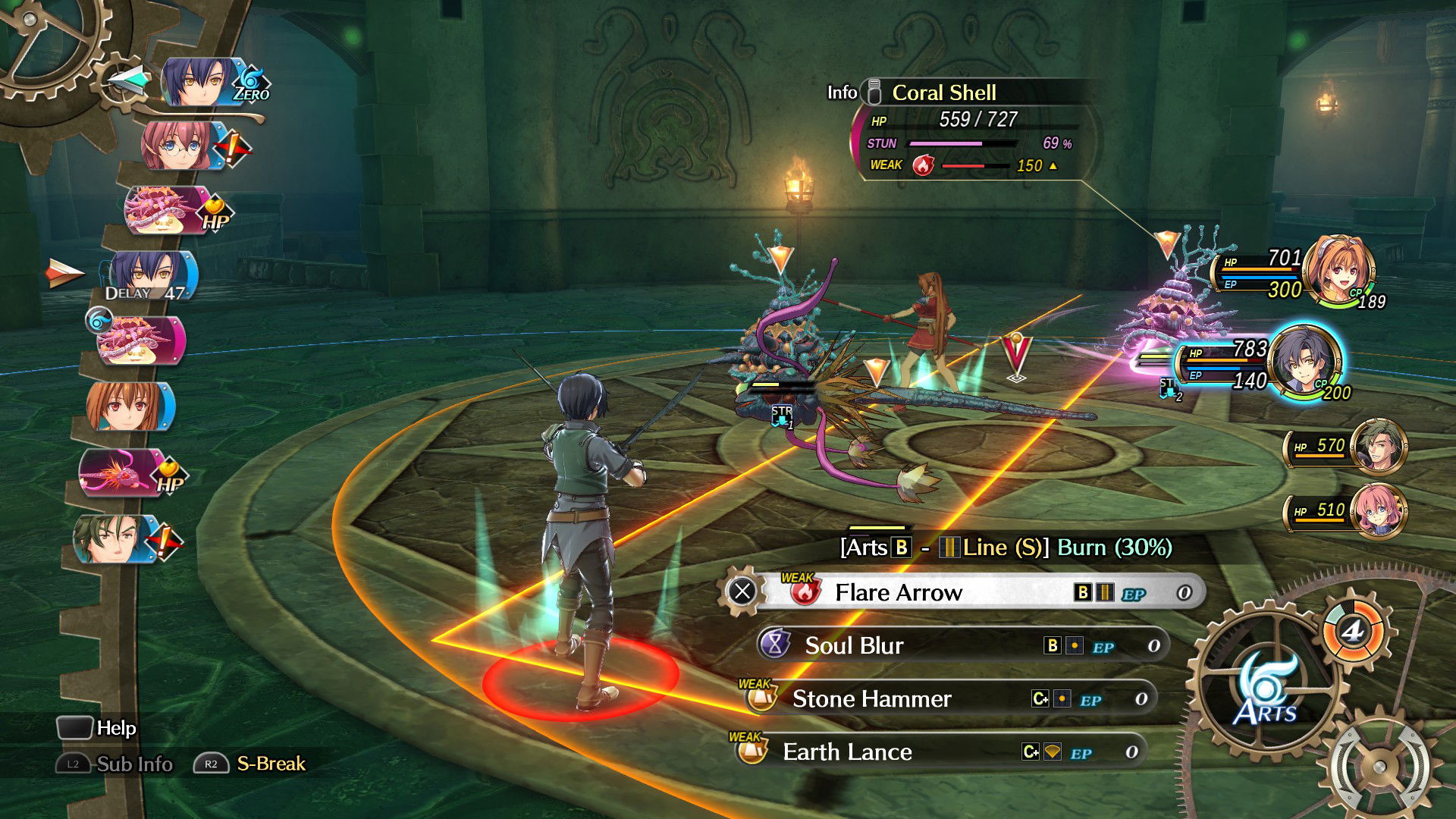 Combat screenshot of Joshua using an Art in Trails in the Sky First Chapter