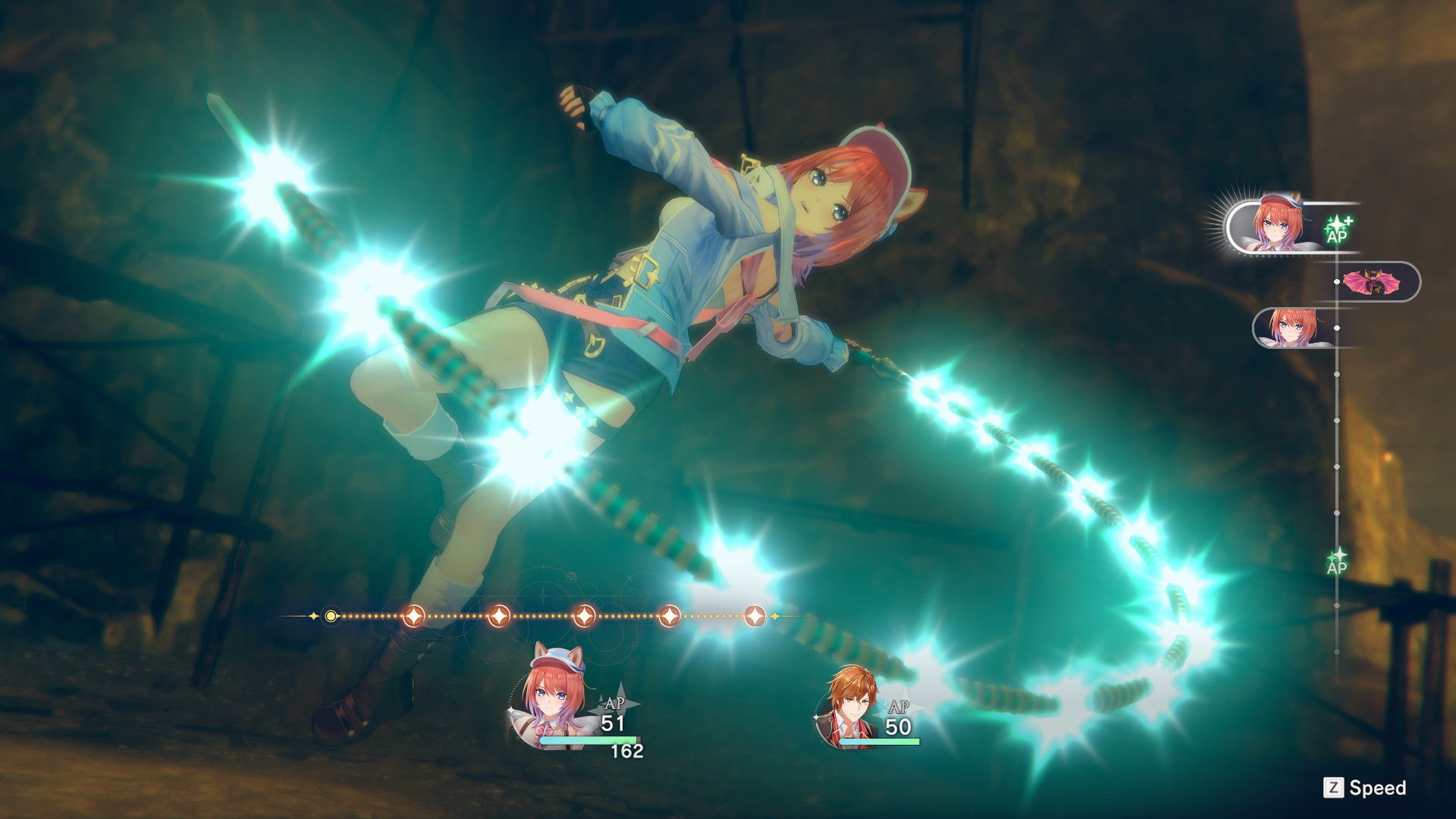 Rias Wind Whip Attack in Atelier Resleriana: The Red Alchemist & The White Guardian