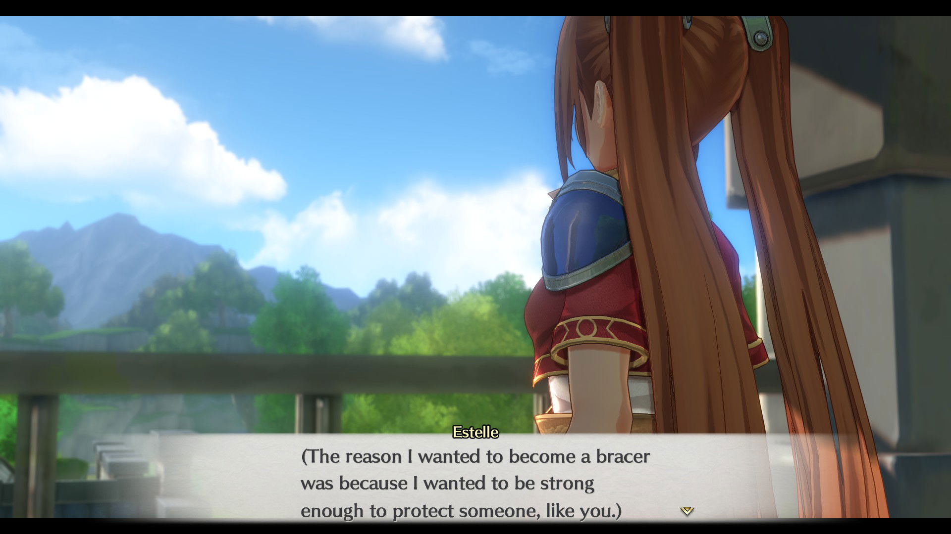 Screenshot of Estelle Bright in Bose from Trails in the Sky 1st Chapter