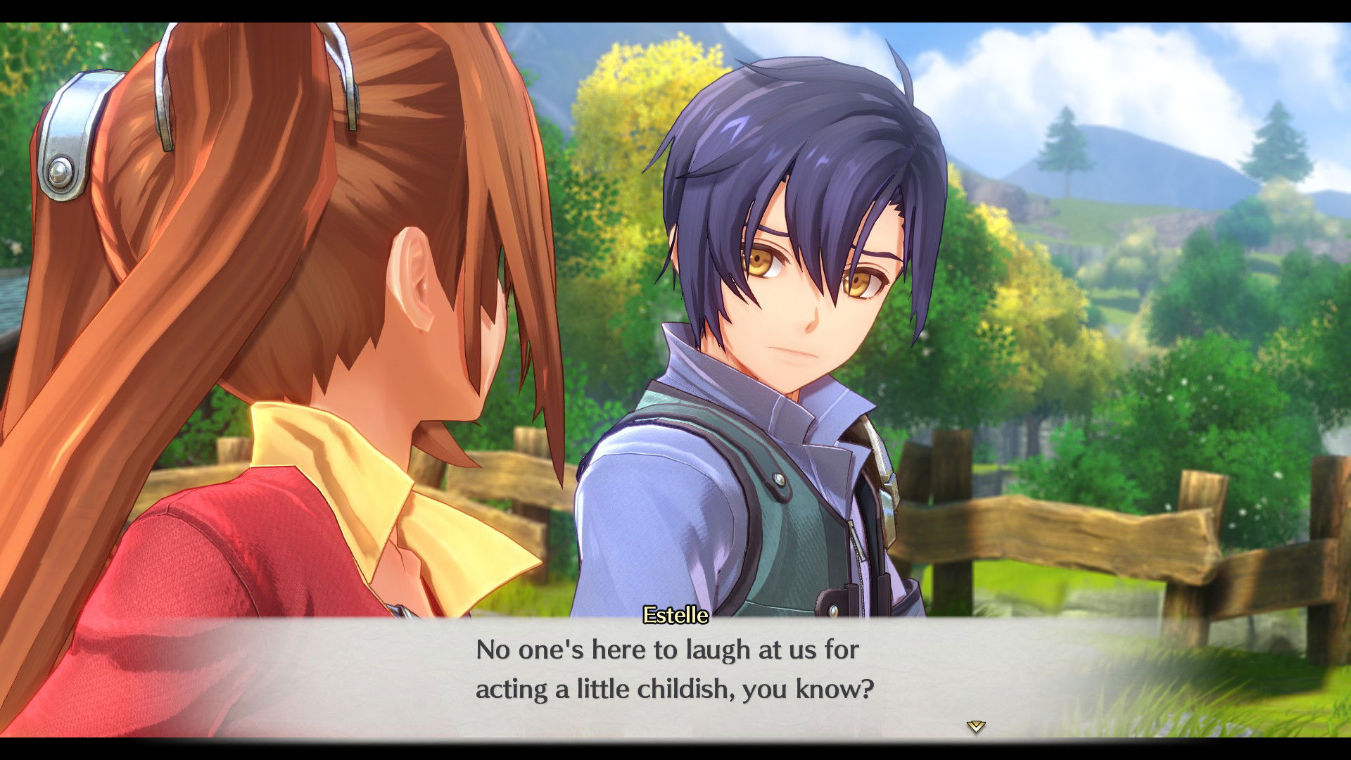 Joshua speaking to Estelle in Trails in the Sky 1st Chapter