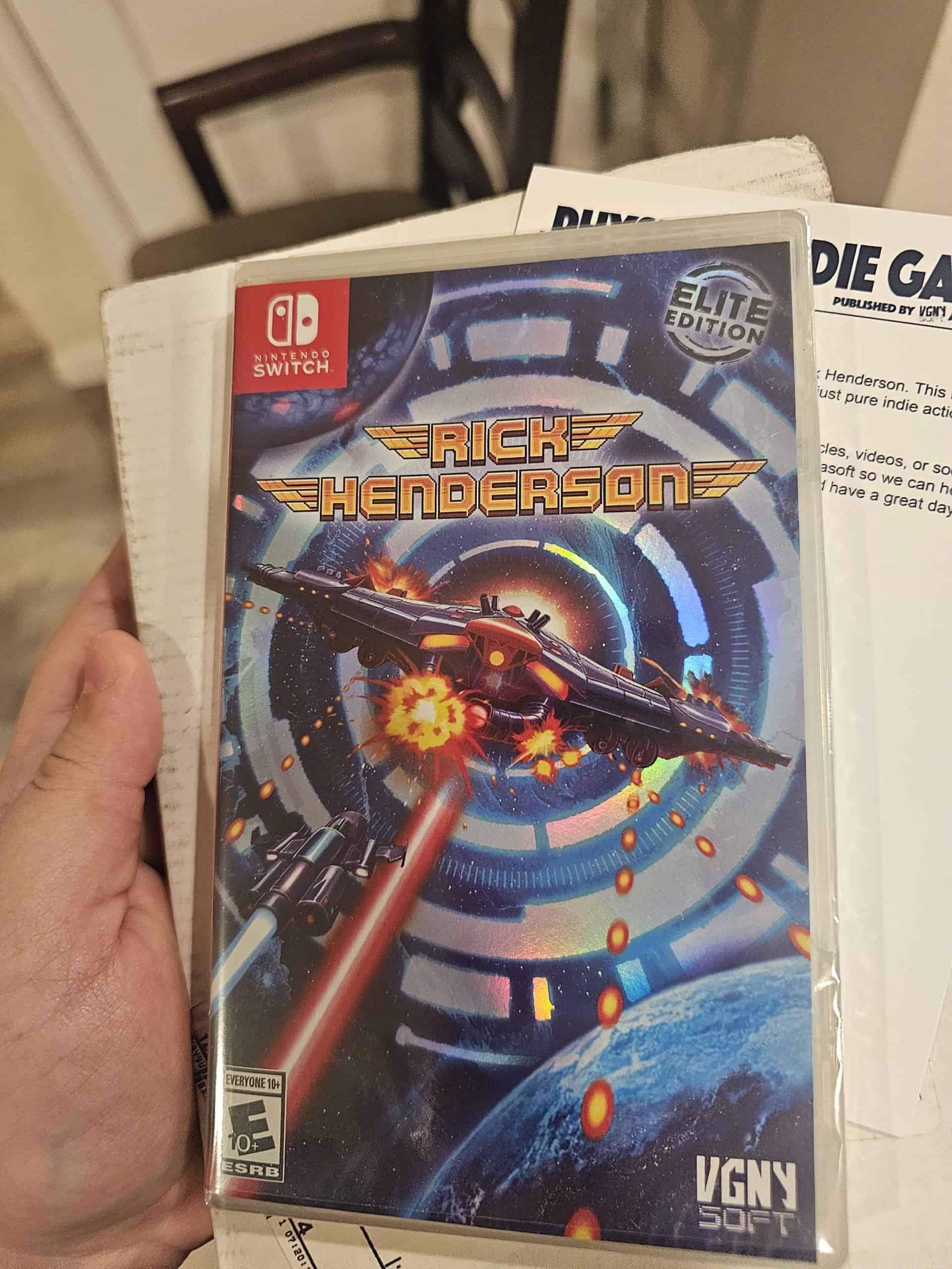 Rick Henderson Physical game | The Outerhaven A camera image of the Nintendo Switch case of Rick Henderson