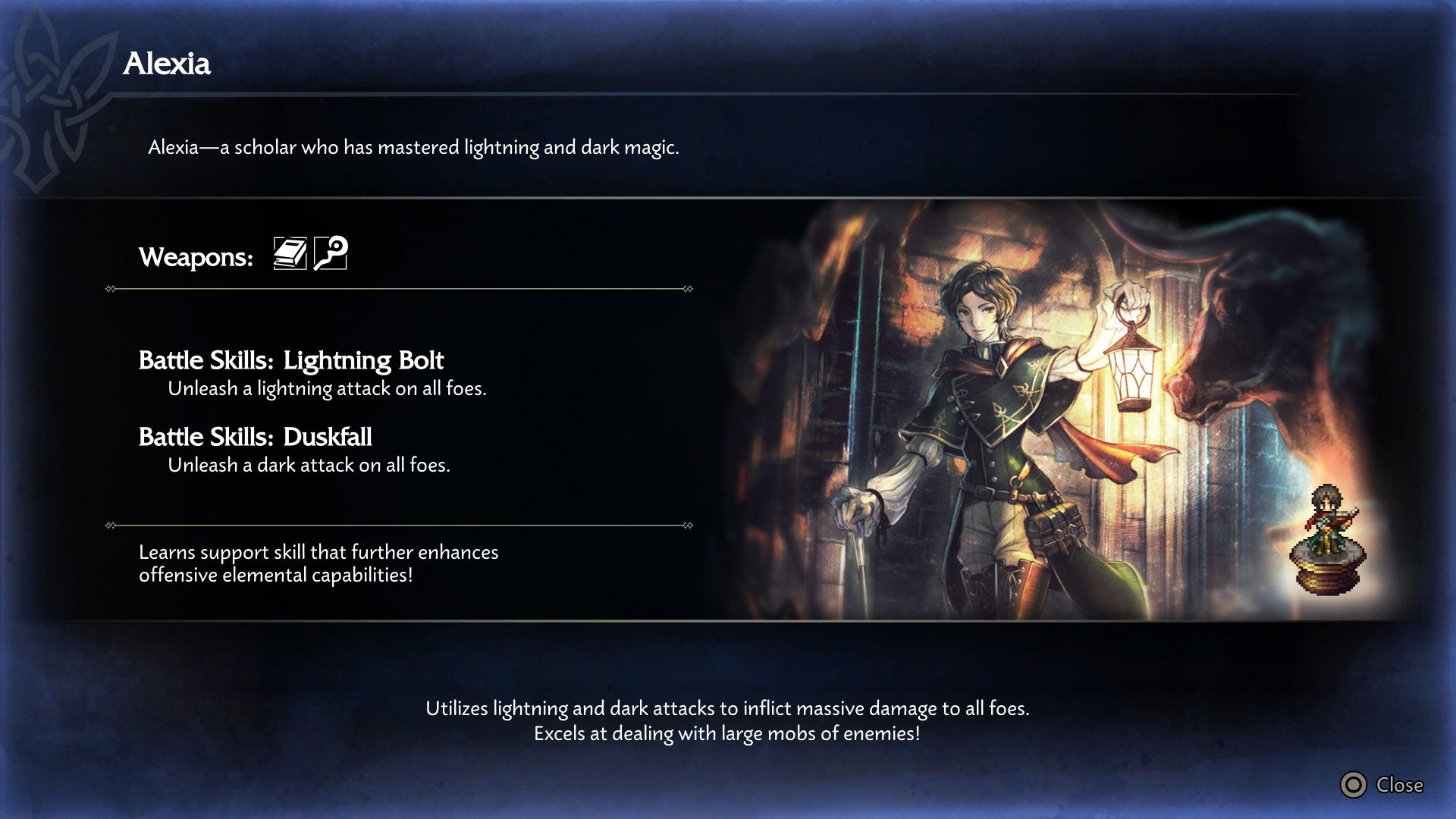 The character art for Alexia in Octopath Traveler 0