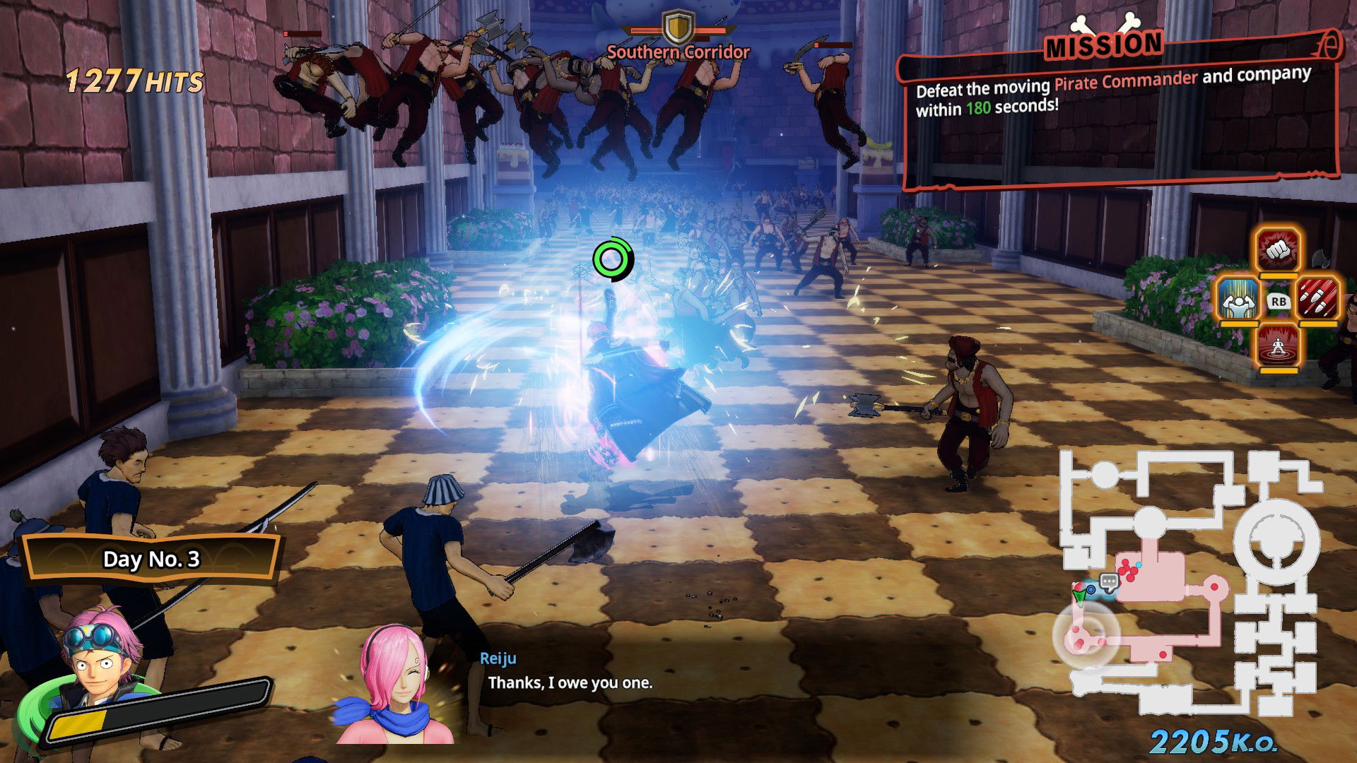 Koby screenshot undertaking training days in Special Log from One Piece Pirate Warriors 4