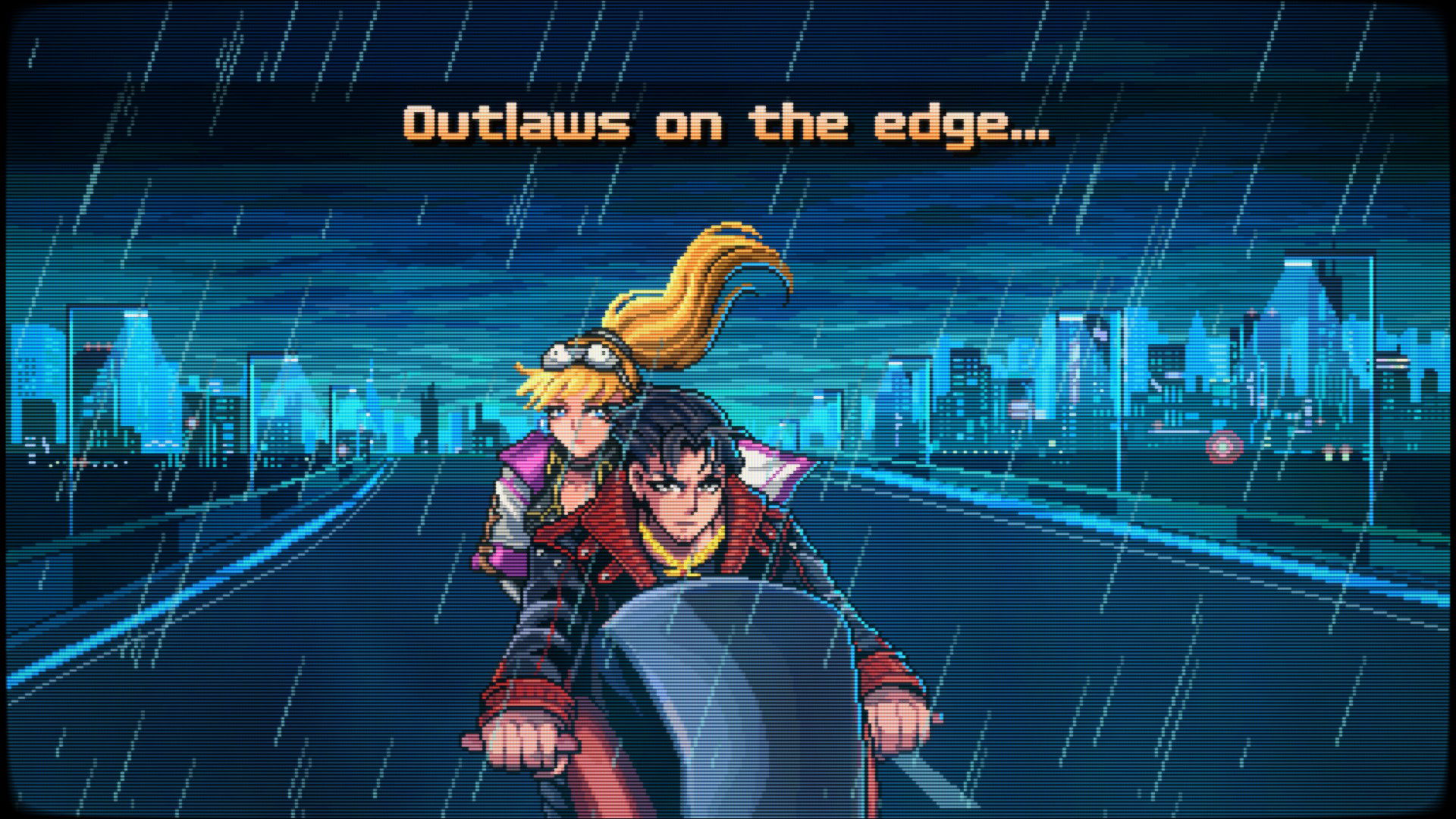 Cinematic screenshot of Neon Inferno on a bike