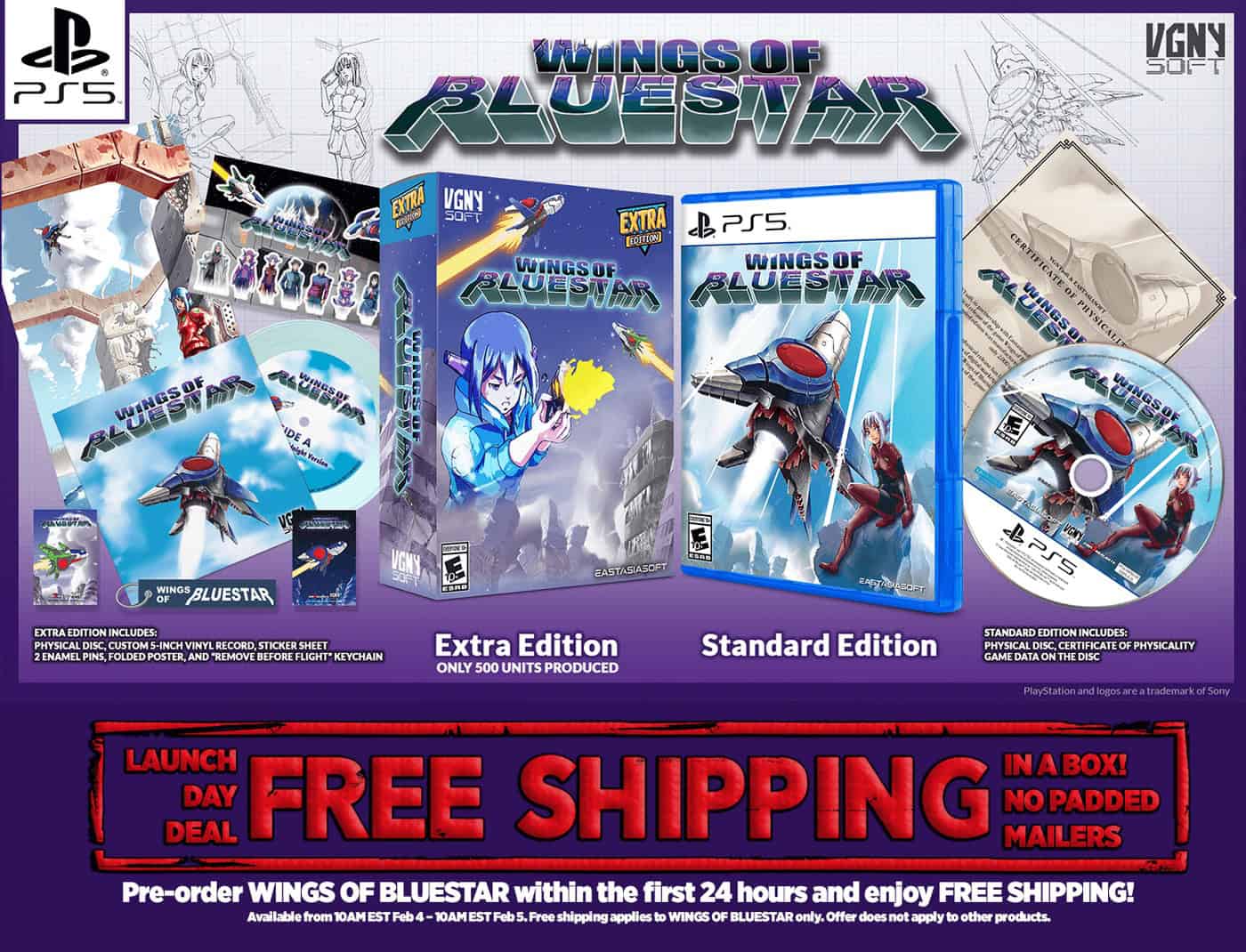 key art for VGNYSoft games pre-order of Wings of Bluestar