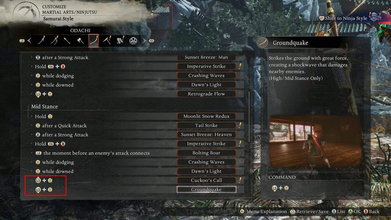 Nioh 3 default Control Style A settings