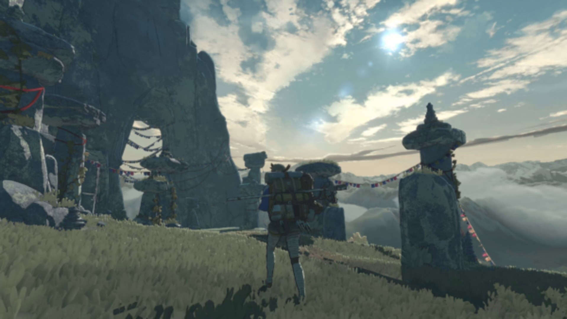 Cairn Exploring | The Outerhaven Cairn review screenshot showing Aava climbing a rock face