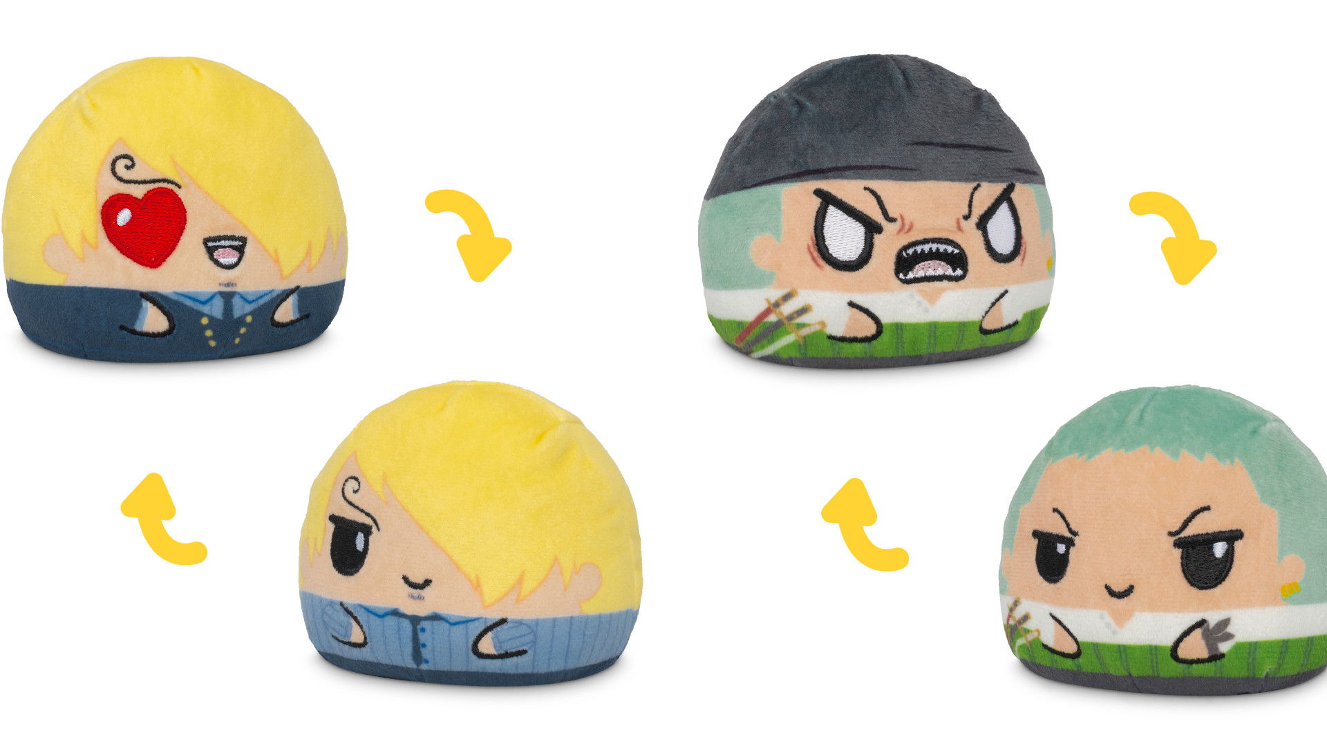 Plush designs for Zoro and Sanji from the One Piece TeeTurtle Walmart partnership
