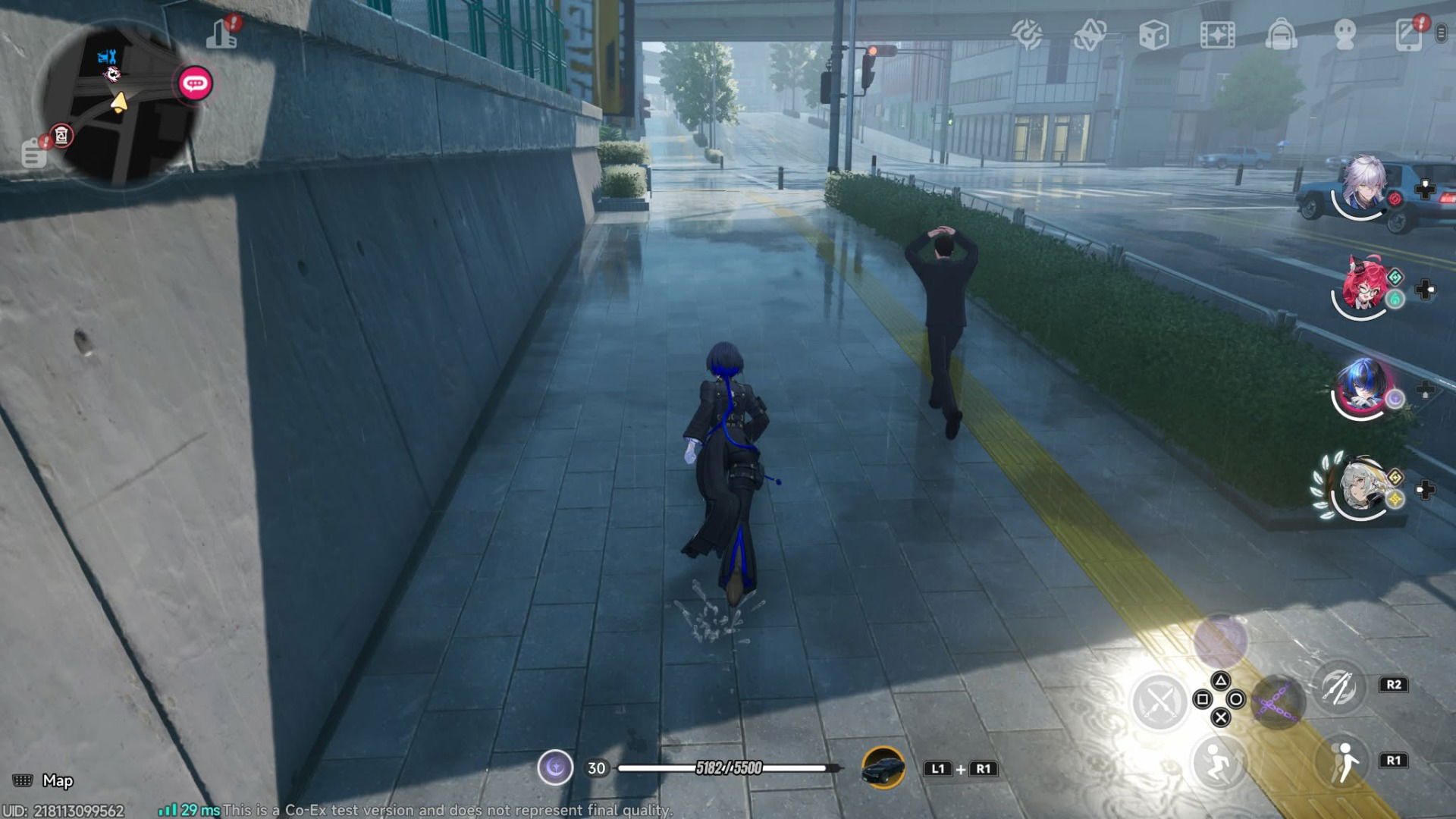 NTE Running Rain | The Outerhaven Daffodill running in the rain in Neverness To Everness