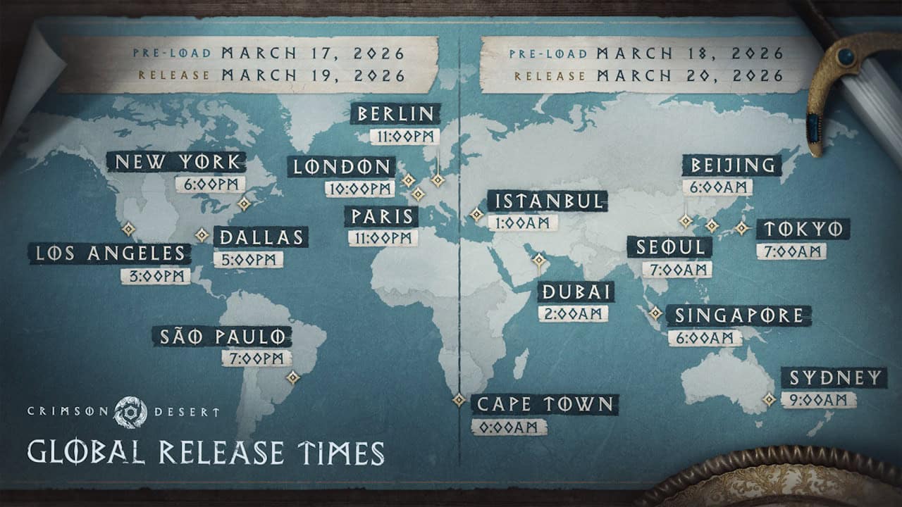 Crimson Desert global release times | The Outerhaven Crimson Desert global release times