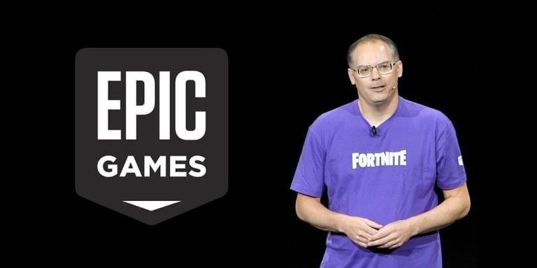 Image of Epic Games Tim Sweeny wearing a Fortnite shirt