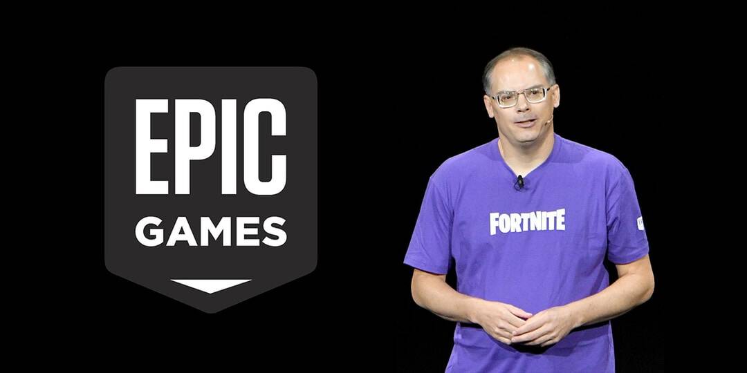 Image of Epic Games Tim Sweeny wearing a Fortnite shirt