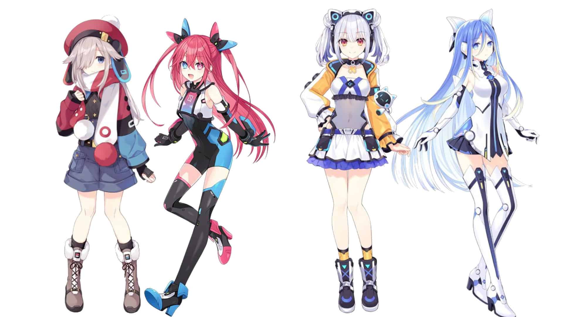 Neptunia Combined New Goddesses | The Outerhaven Ciel and Rogue as well as their Goddess forms, Red Heart and Blue heart from Hyperdimension Neptunia Unlimited